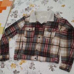 Eden & Olivia Multicolor Plaid Jacket with Sherpa Collar